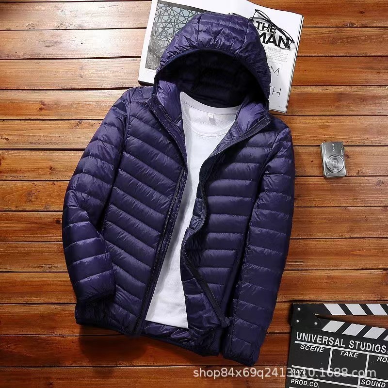 경량 다운 재킷 남성 짧은 후드 남성 2025 새로운 흰색 오리 가을 경량 경량 다운 재킷