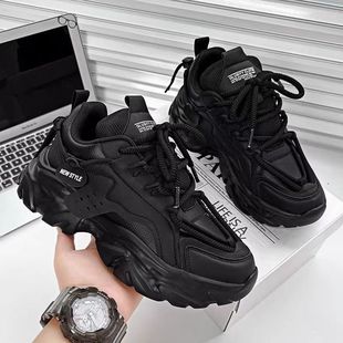 Black Samurai Men's Shoes Summer Breathable Trendy Brand All-match Casual Running Sports Thick Bottom Black Trendy Shoes for Torre