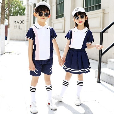 pupil school uniform Class clothes kindergarten Park service 2021 Summer wear new pattern British style Costume leisure time suit customized