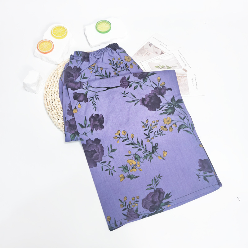 Pantalones de pijama de verano Source 45 de algodón y seda, pantalones anchos de nueve puntos para mujer, finos, talla grande, pantalones holgados para aire acondicionado, pantalones de playa