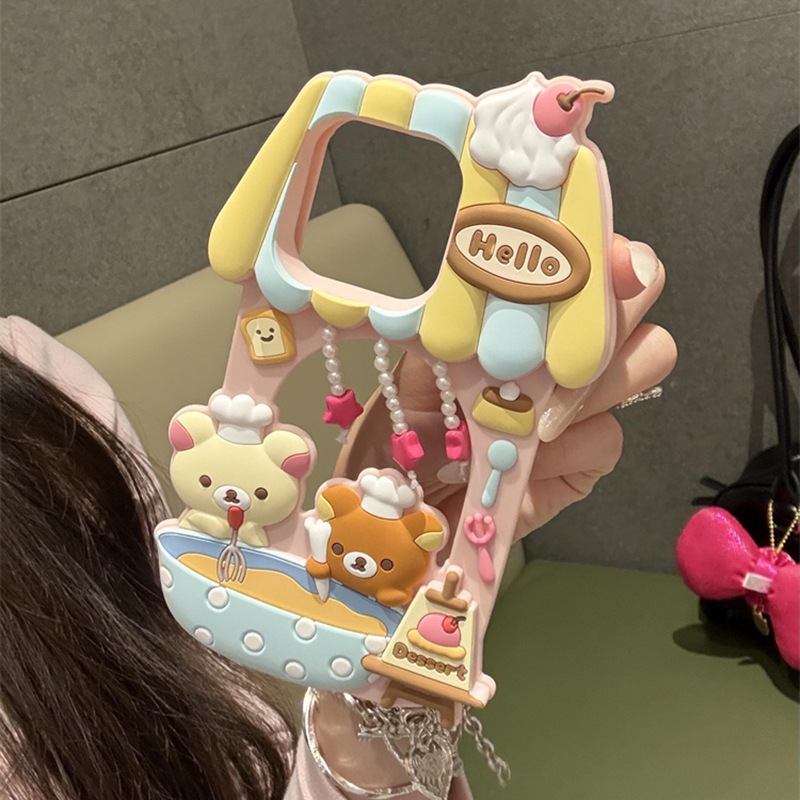 Cute Rilakkuma Makes Desserts Suitable for Apple 16Promax New 15Pro Mobile Phone Case Iphone14 Niche