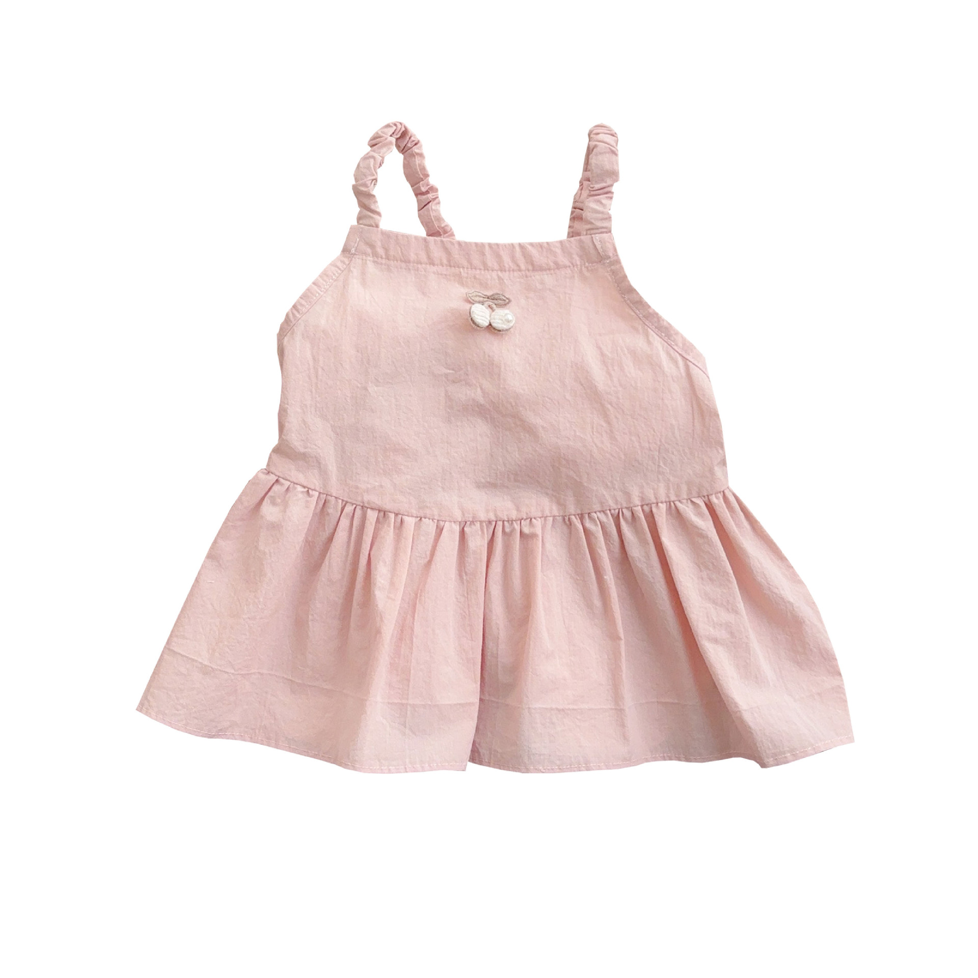 Traje de niña Youhe nuevo estilo de verano con tirantes, pantalones de punto de estilo occidental de luna pequeña, traje de dos piezas para bebés y niños pequeños
