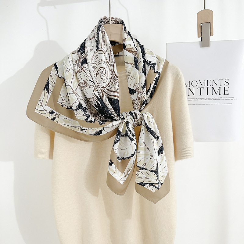 Impresión creativa de alta calidad 90 toallas de seda cuadrada de imitación femenina elegante lujoso estilo europeo y americano temperamento profesional con toallas de seda