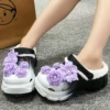 DS-233 Injection Molded Purple Puff Flower [Black and White]