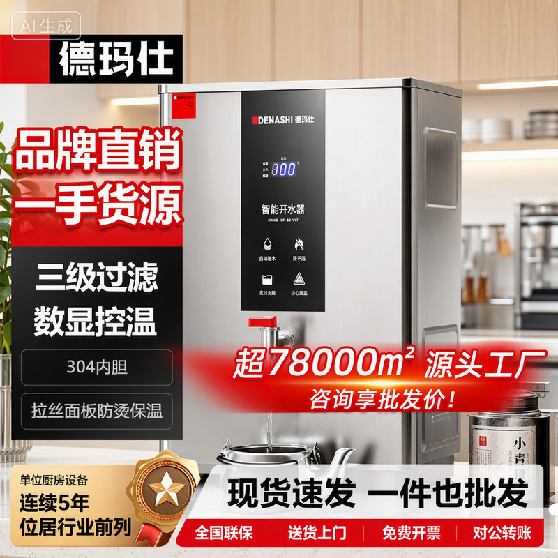 Demax Commercial Vertical Water Boiler, Hot and Cold Dual-Use, Fully Automatic Electric Water Heater, Large Flow Water Dispenser