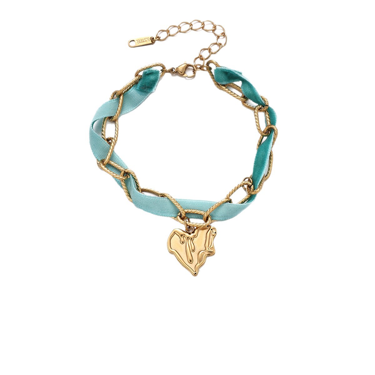 Collar de acero inoxidable de la UE y los Estados Unidos, ligero y lujoso, nicho de diseño versátil, cuerda trenzada verde, amor, cadena de clavícula no se desvanece