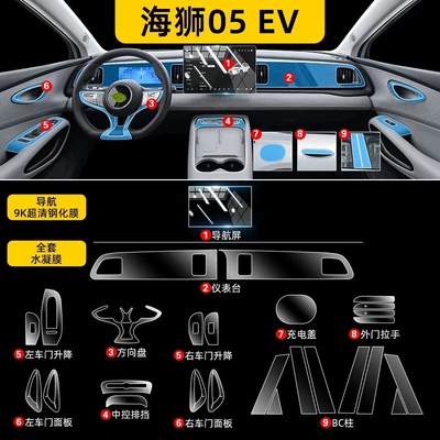 Protective Film Central Control | Car interior film - hai-lion-05ev-full-set-of-hydrogel-film-navigation-9k-ultra-clear-tempered-film