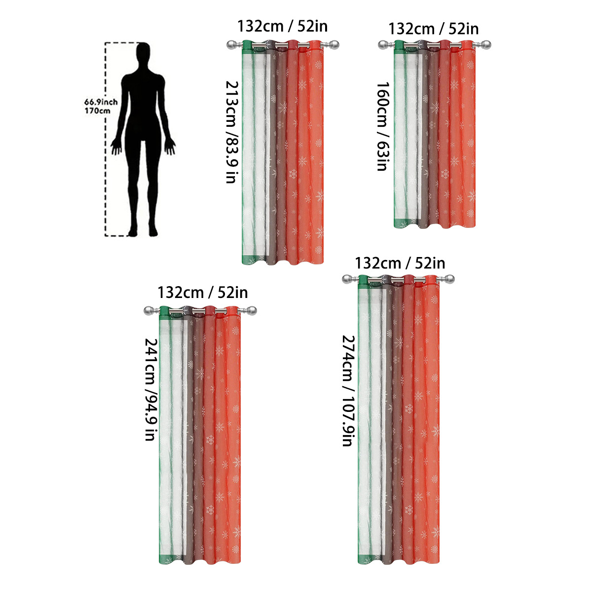 Transfronterizos nuevos copo de nieve de color navideño perforación pantalla de ventana de impresión digital de cortinas TEMU