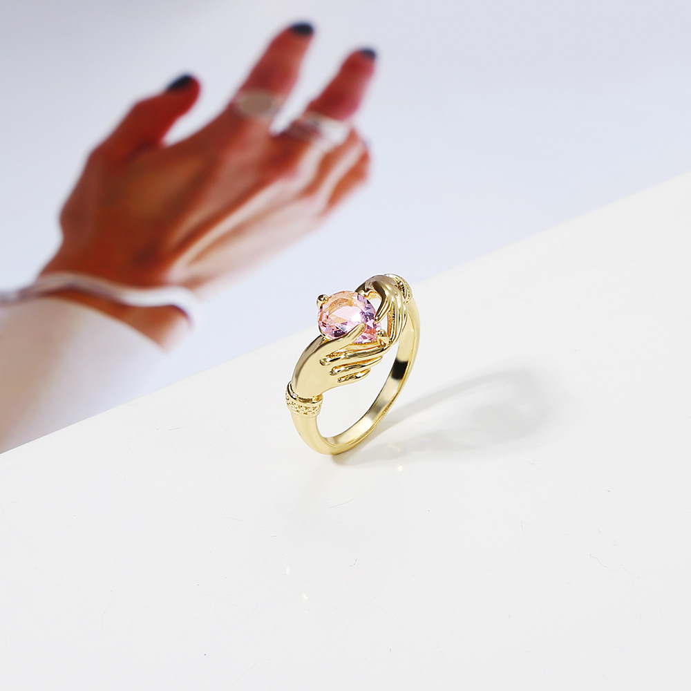Heart Design Fashion Style Fashion Heart Shape Copper Heart Zircon Rings 1 Piece