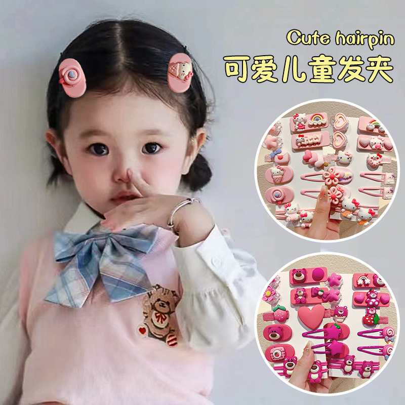 子供漫画ヘアピンかわいい赤ちゃんヘアアクセサリー花いちご熊ヘアピン少女キャンディー色砕髪bbクリップ|undefined