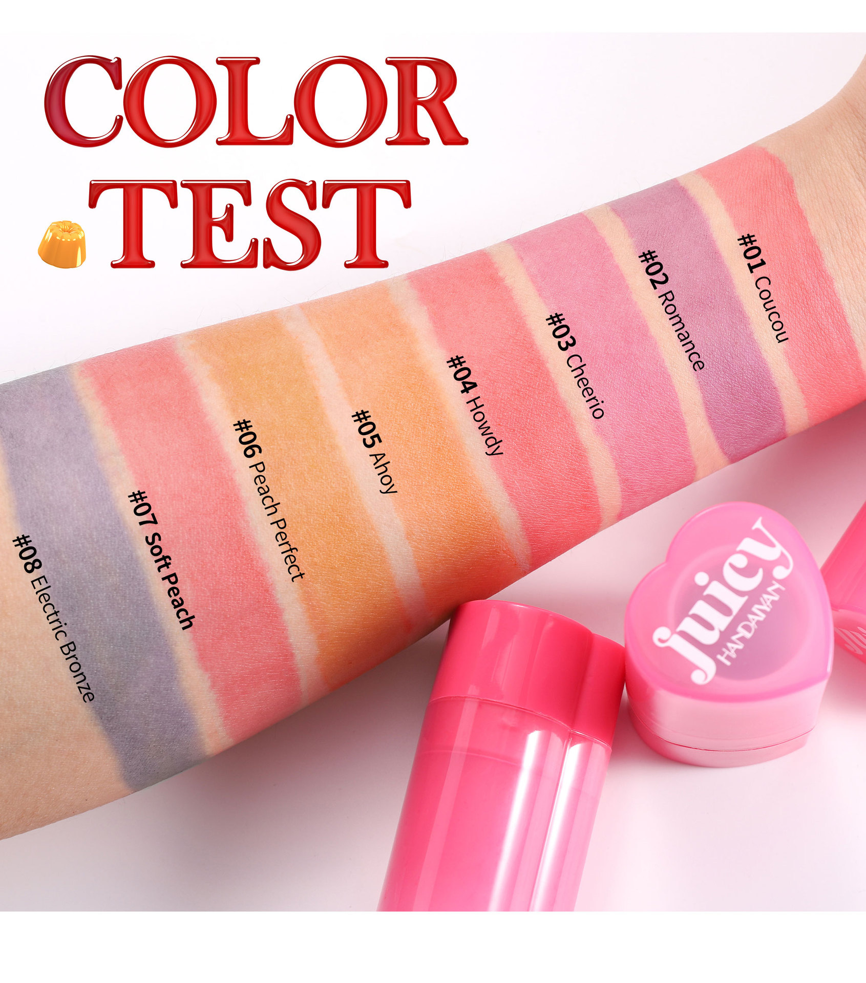Cross-border Blush Stick: Moisturizing and long-lasting, jelly-like texture HANDAIYAN Matte 9-color heart-shaped Jelly Blush stick undefined