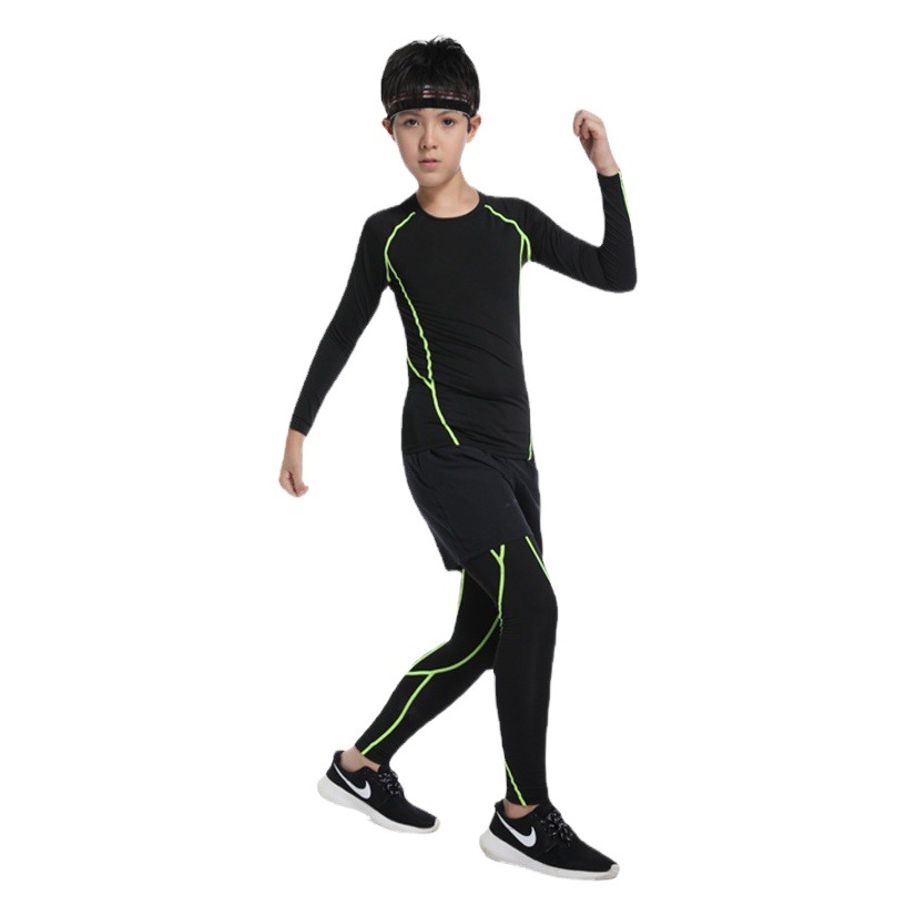 Children's Basketball Clothes Base Tight Clothes Training Clothes Boys Sports Suit Football Running Quick Dry Clothes for Autumn and Winter