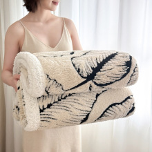 提花法兰绒毛毯冬季加厚珊瑚绒毯子办公室午睡毯羊羔绒盖毯跨境