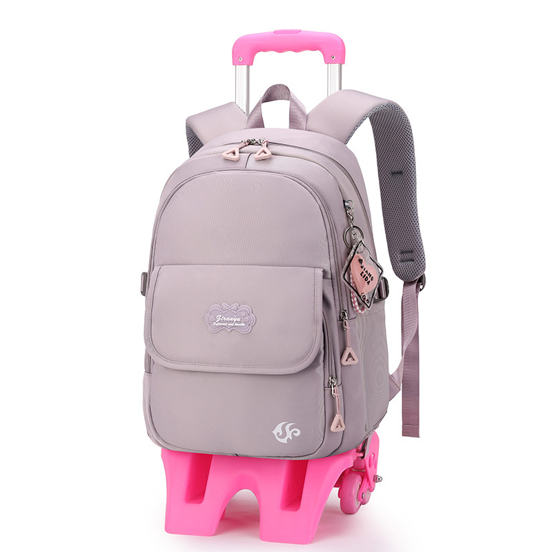 Peces naturales nuevo carro Escuela Primaria niñas color sólido estilo gran capacidad de reducción carga mochila desmontable