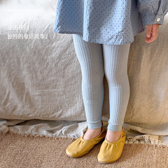 Girls' 9/10 Pant Spring and Autumn Children Solid Color Leggings Baby Cotton Knit Outer Legwear Medium Kids Pants