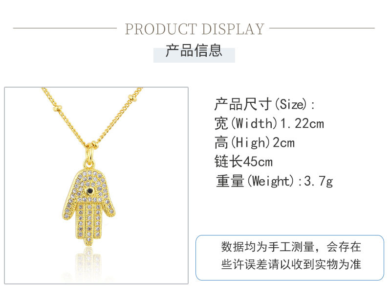 European And American Palm Pendant Copper Inlaid Zirconium Necklace Wholesale display picture 1