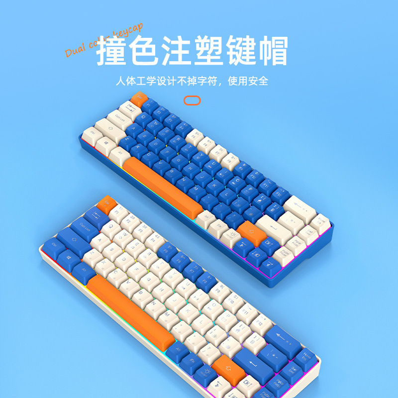 カラーマッチングサイレントキーボード 68 キー有線 RGB メカニカルフィール Type-C ラップトップゲームオフィスホーム|undefined