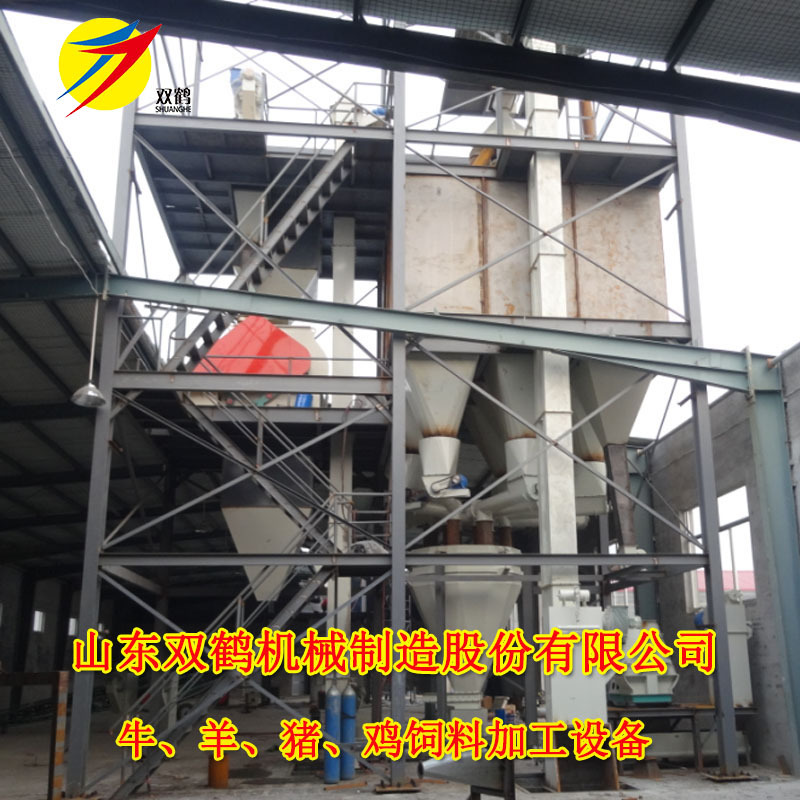 承德猪饲料加工成套设备6仓自动配料实地安装 10吨生猪饲料生产线