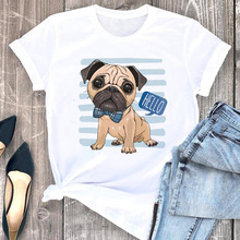 Gute Pug T shirt 可爱八哥犬印花短袖T恤男女情侣装莫代尔衣服潮