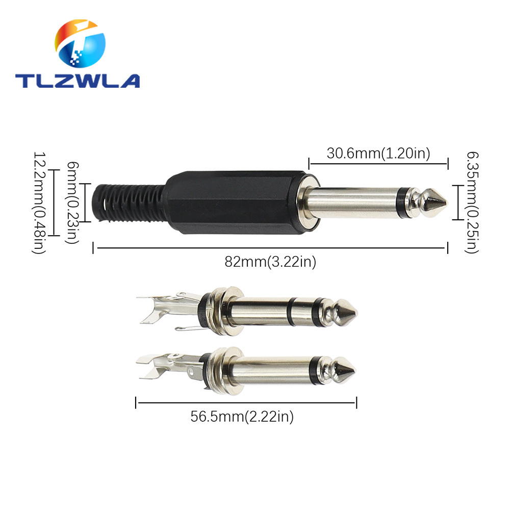 6.35 Enchufe de 2 secciones / 3 secciones Mono / Dual 6.3 enchufe de audio 6.5mm enchufe de cable image 2
