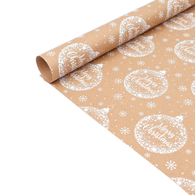 Explosiones transfronterizas de papel de embalaje de regalos de Navidad blanco 3m 10m papel de regalo de gran tamaño enrollado papel de papel retro kraft