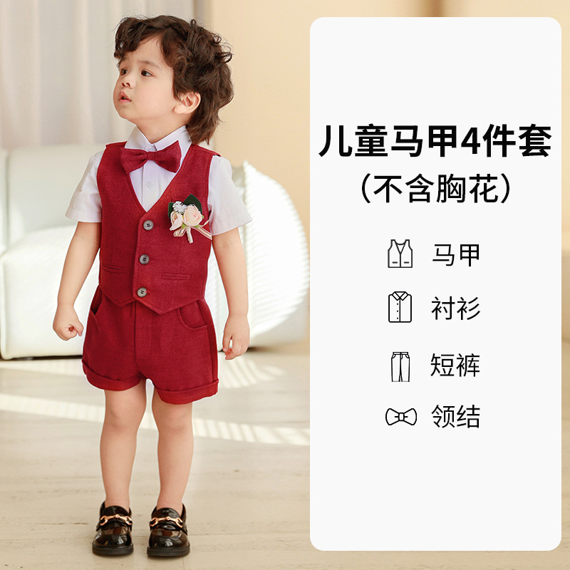 Traje para niños, traje de chaleco, vestido de verano para bebés, anfitrión de cumpleaños, traje de piano para niña de las flores para niños