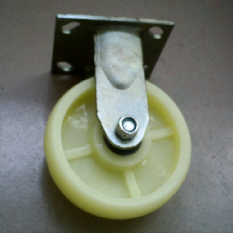 供应6寸重型工业脚轮 白尼龙工业脚轮 支架4mm工业脚轮