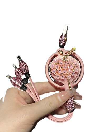 Car charger tpyec fast charging car female one to three data cable suitable for Huawei Android Apple three-in-one