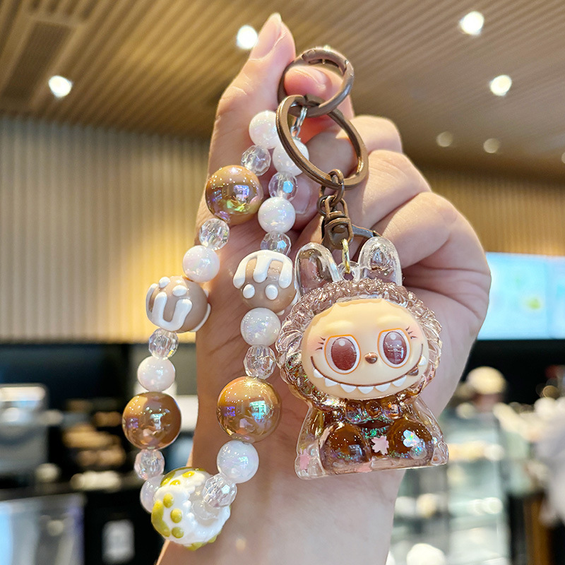 水晶入油流沙瓶拉布布钥匙扣女生背包挂饰串珠手机链条挂件精品店|undefined