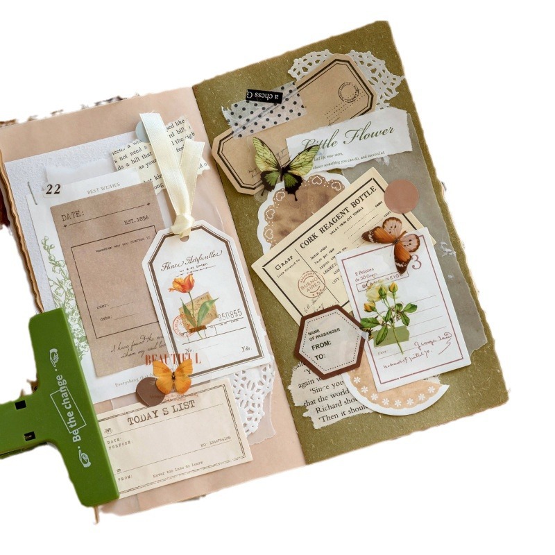 Momo nota paquete de material memoria prefacio serie retro mano cuenta DIY material decorativo pegatinas 100 piezas en 4 tipos