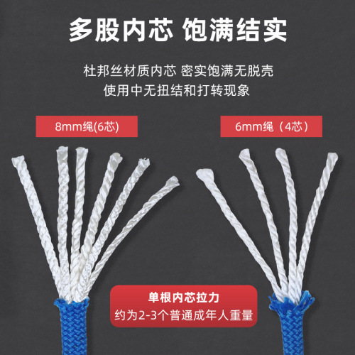 Kanle outdoor mountain climbing auxiliary rope rock climbing equipment downhill rescue life rope safety rope static rope wear-resistant