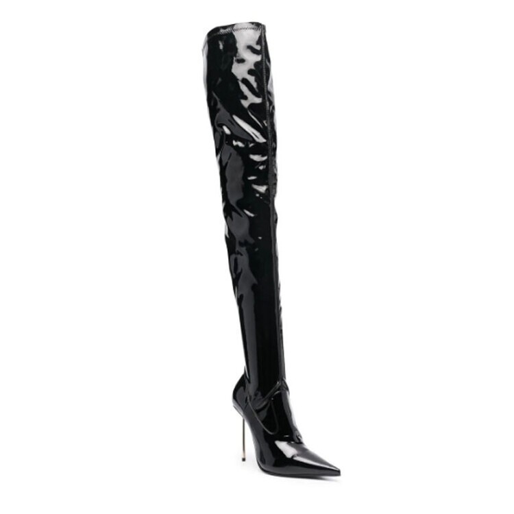 European and American foreign trade stiletto pointed toe over-the-knee long boots, size 47, large size, elastic iron heel, suitable for pole dancing performances European and American foreign trade stiletto pointed toe over-the-knee long boots, size 47, large size, elastic iron heel, suitable for pole dancing performances