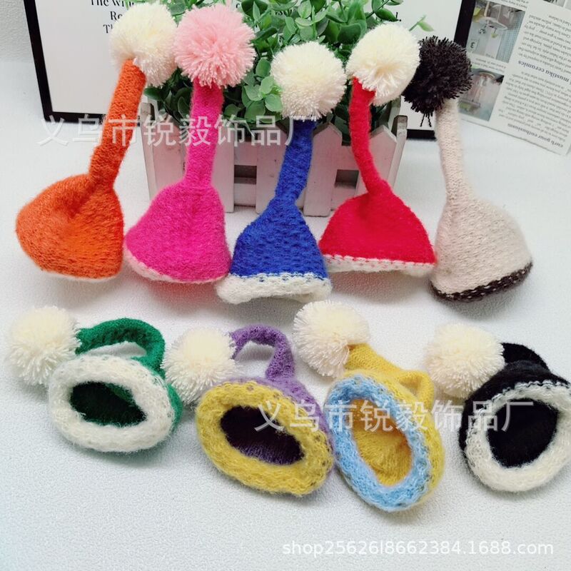 約15×8cm 人形帽子 ニット耳帽子 蜂犬人形 着せ替え服アクセサリー|undefined