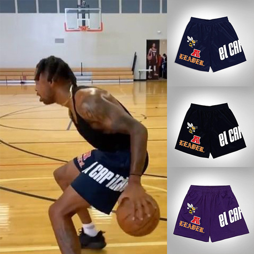 American fitness shorts, mesh breathable sports pants, basketball training pants, Russell's same European and American trendy brand four-quarter pants