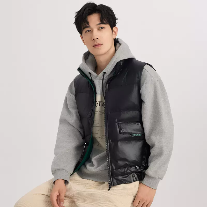 立领羽绒马甲男秋冬季轻薄款潮流高级感外穿保暖背心宽松坎肩外套