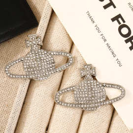 网红款失落土星满钻diy饰品配件星球系列胸针手机壳合金装饰材料