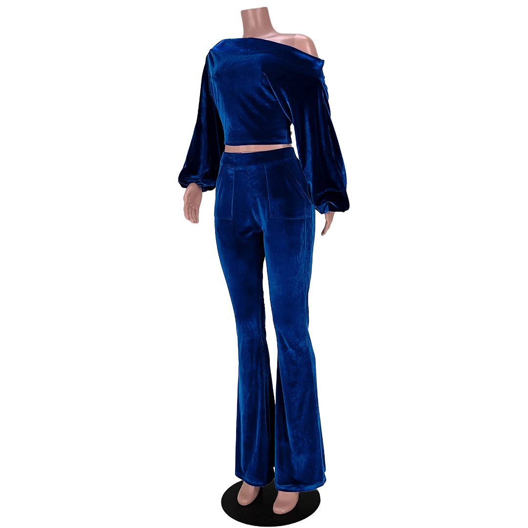 Completo pantalone donna per discoteca monospalla maniche a lanterna_voghion.com