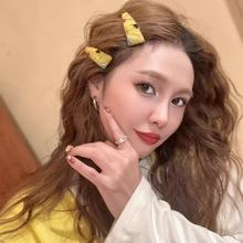 韩系秋冬黄色毛线爱心发夹新款精致前额刘海夹侧边夹碎发bb夹发卡