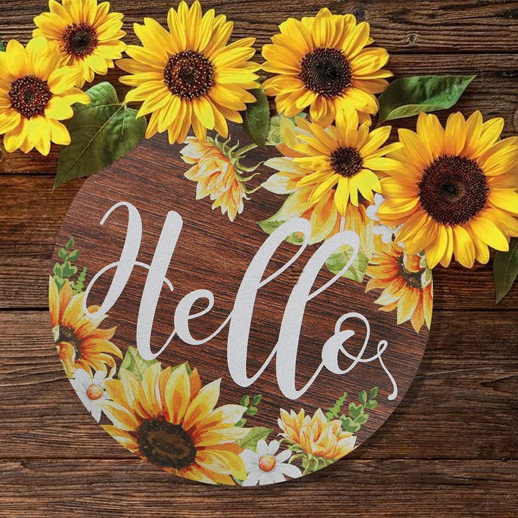 Hola Bienvenido Colgante de Pared de Madera Girasol Puerta de Madera Decoración Entrada de Pueblo Decoración Hogar Jardín Granja Guirnalda_voghion.com