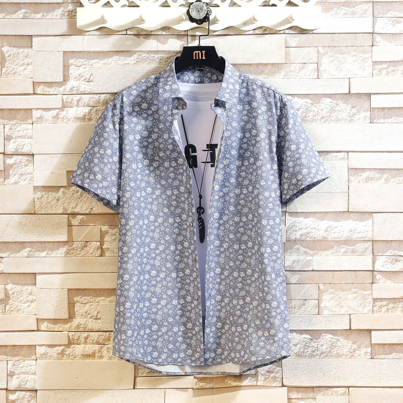 2023 Cross-border Foreign Trade New Summer Men's Short-sleeved Shirt Casual Fashion Printed Beach Flower Shirt Shirt for Men 2023 Cross-border Foreign Trade New Summer Men's Short-sleeved Shirt Casual Fashion Printed Beach Flower Shirt Shirt for Men