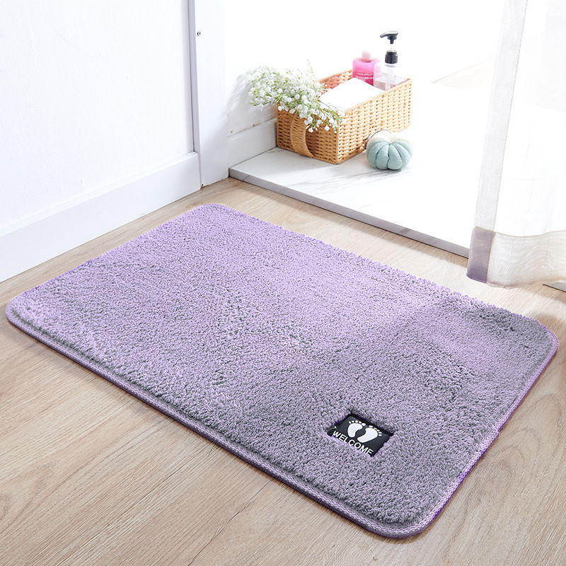 Simple Solid Color Bathroom Floor Mat, Thickened Water-Absorbent Faux Cashmere Mat, Cross-Border Wholesale, Non-Slip Foot Mat Specifically for Bathrooms