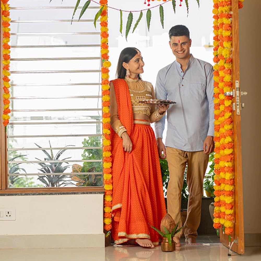 Decoración de bodas india, caléndula, flor, ayuno de Halloween, corona de adoración, festival de muertos de México, Diwali