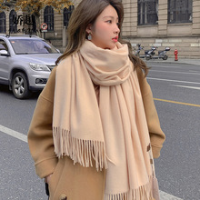 羊毛围巾冬季纯色超大披肩男女款韩版加厚保暖情侣围防羊绒脖潮