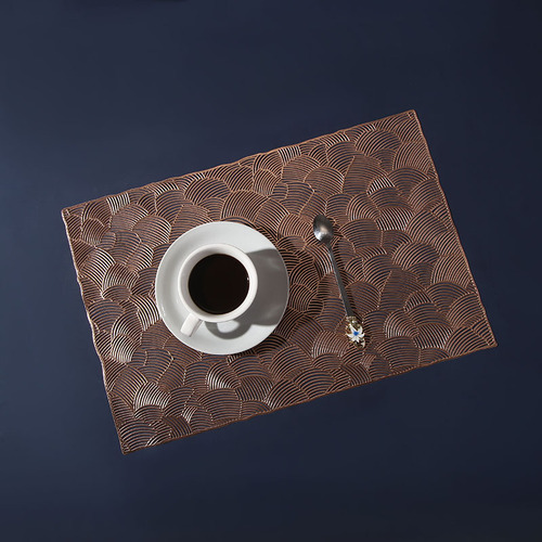 New Chinese-style PVC hollow irregular texture dinner mat, Tencel solid color gold-plated lightweight luxury heat-insulating table mat