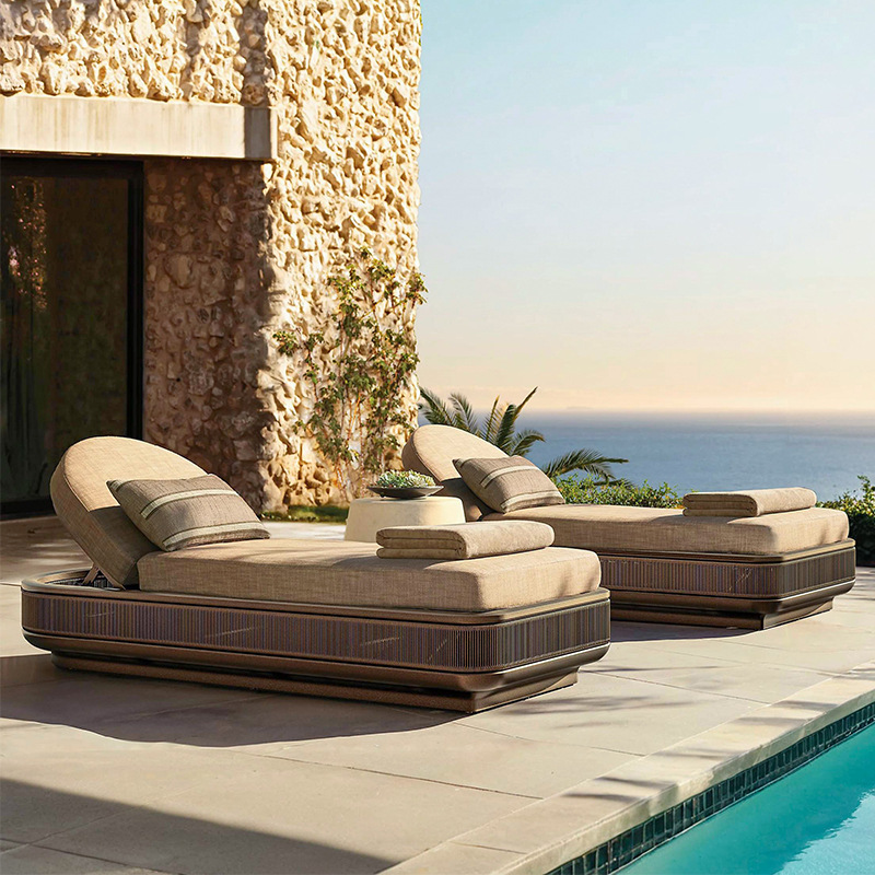 Villa al aire libre sofá de caña patio de aluminio diseño hotel piscina ocio muebles al aire libre image 5