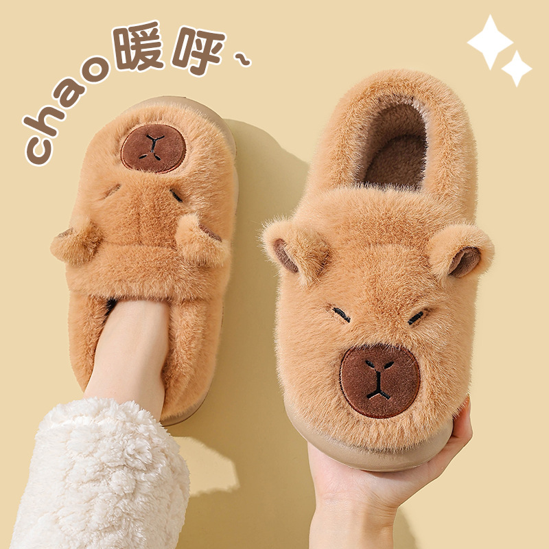 Zapatillas de algodón Capiballa, zapatillas de algodón de invierno cálidas y espessadas para parejas en casa, zapatos de algodón capilares para hombres.