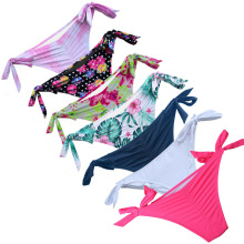 夏季女装比基尼印花泳裤性感弹力单条绑带游混搭配国外电商代发