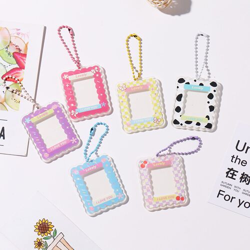 Ins style cute goo frame photo small card decorative frame keychain sticker decoration DIY acrylic key pendant