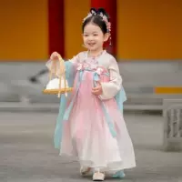 Летнее платье в китайском стиле Hanfu для девочек, новое платье в древнем стиле, костюм Тан для маленьких девочек, платье принцессы для малышей