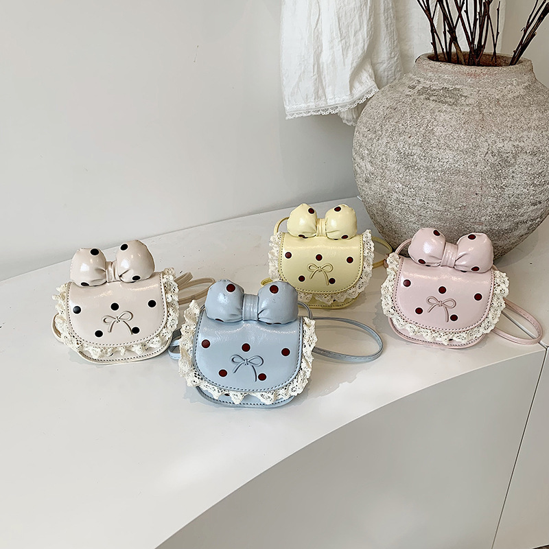 Bolsas de niños dulces lindos arcos bolsas de hombro para hombres y mujeres, bolsas de acessorios de encaje de princesa